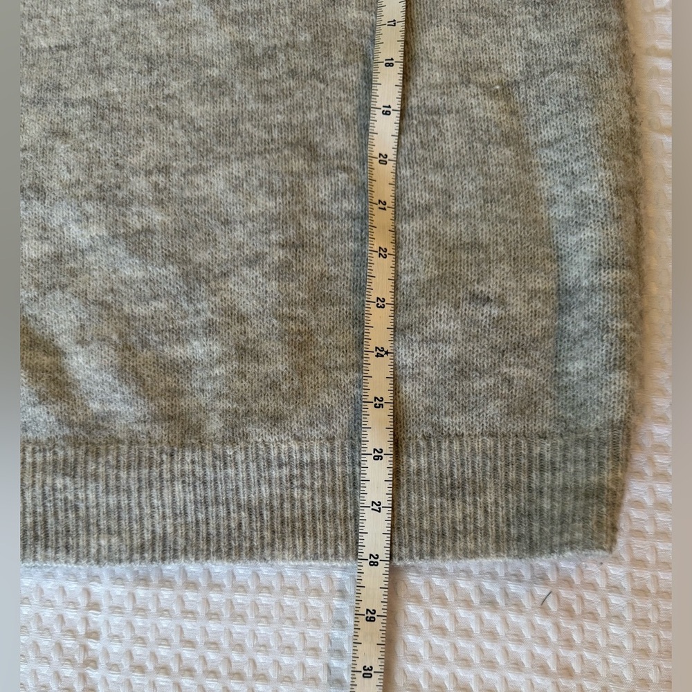 Sundry Light Gray V-Neck Sweater with Pastel Stripe Sleeve - Picture 8 of 9